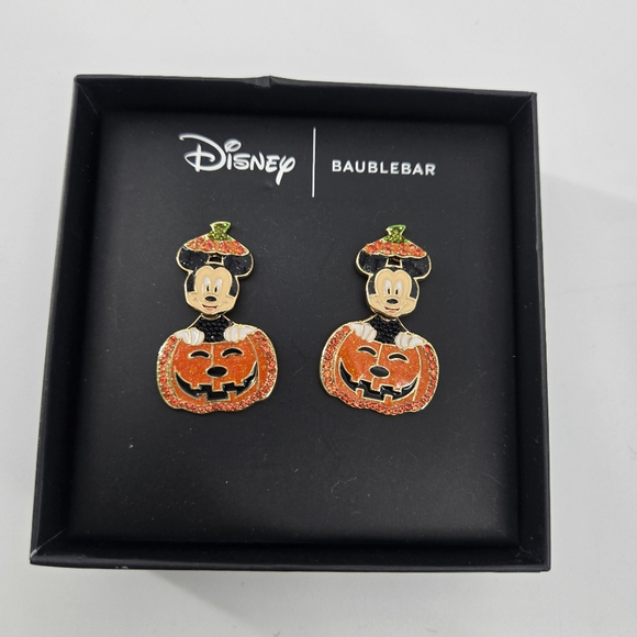 Disney x BaubleBar Mickey Mouse Pumpkin Halloween Earrings - NIB - Picture 1 of 7